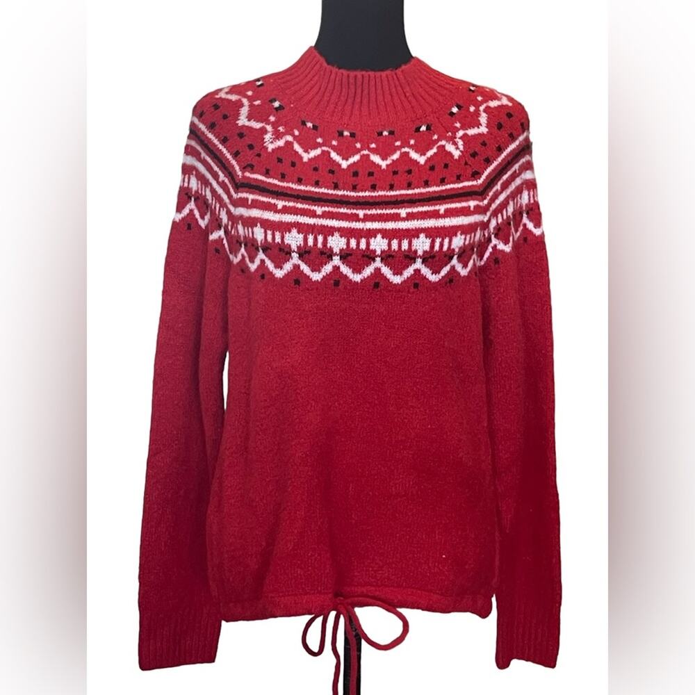 New ~ KIKIT ~ Racing Red Mockneck Long Sleeve Sweater Size Medium